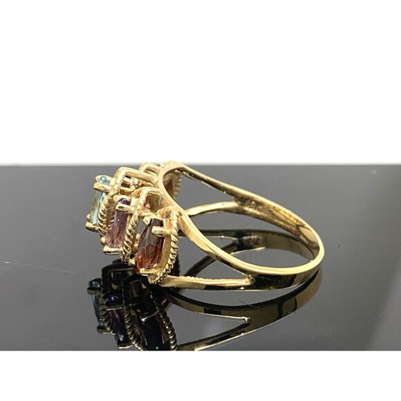 10k Yellow Gold Multi Color Gemstone Cubic Zirconia Estate Women's Size 6.75 - Picture 2 of 14